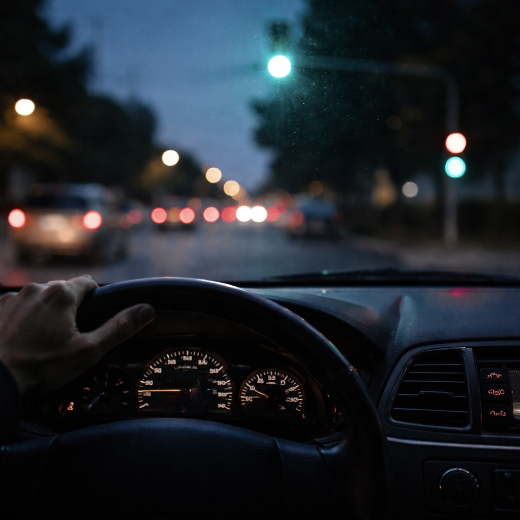 Crowded city lights at night