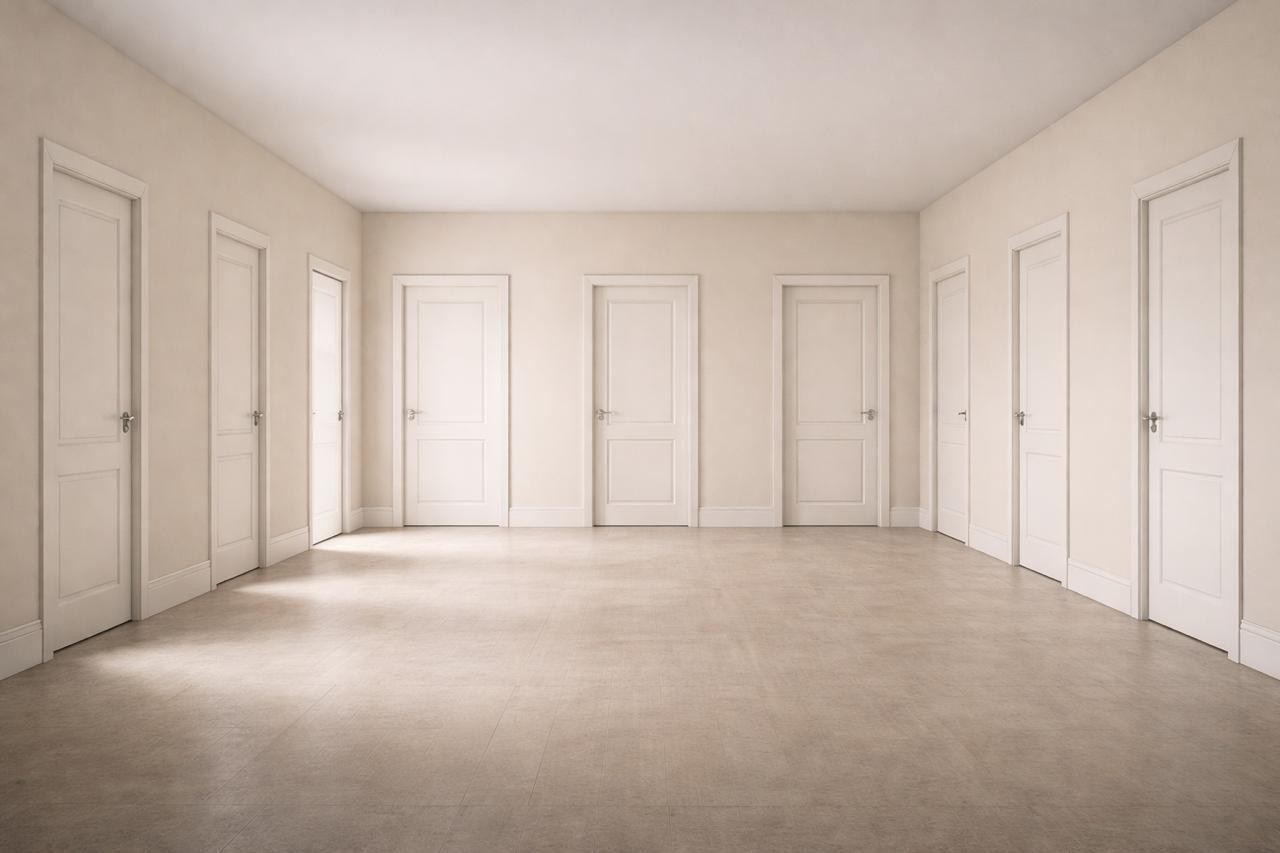 Two chairs with empty space between